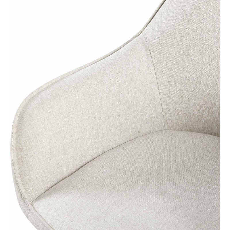 Fauteuil de table moderne en Tissu Blanc crème Métal Noir Timalo  - 6