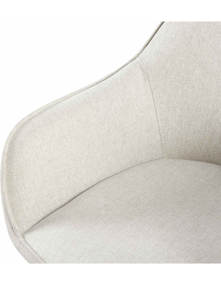 Fauteuil de table moderne en Tissu Blanc crème Métal Noir Timalo  - 6