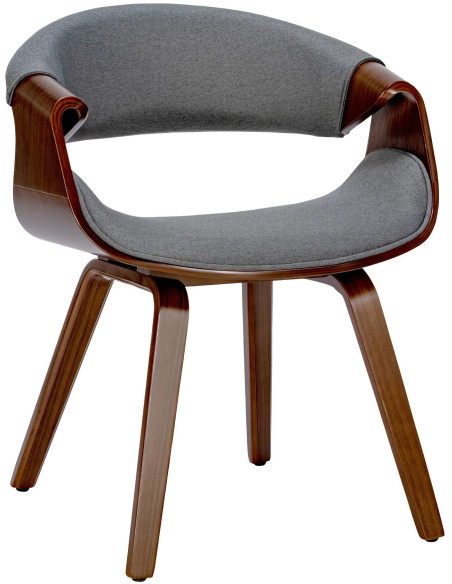 Fauteuil de table haut de gamme en Tissu Gris Bois Marron noyer Velric - 1