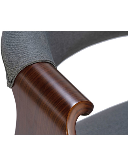 Fauteuil de table haut de gamme en Tissu Gris Bois Marron noyer Velric - 4