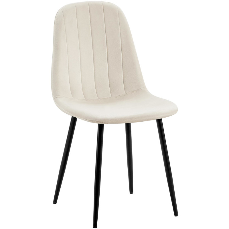 Chaise moderne en Velours Blanc Métal Noir Ivina - 1