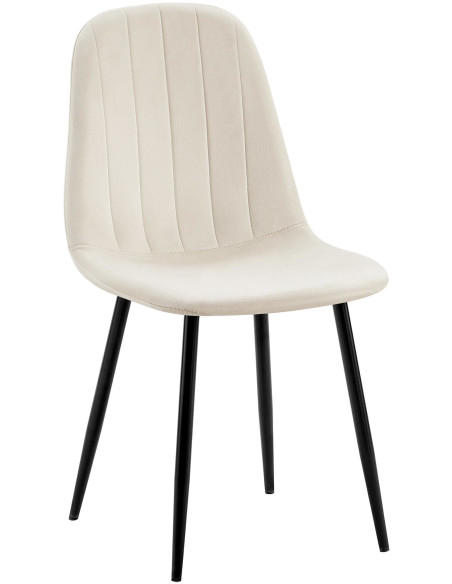 Chaise moderne en Velours Blanc Métal Noir Ivina - 1