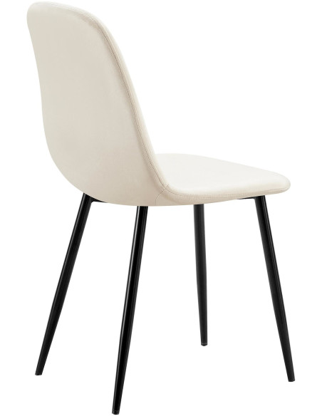 Chaise moderne en Velours Blanc Métal Noir Ivina - 4