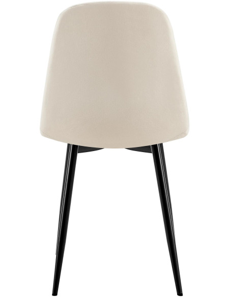 Chaise moderne en Velours Blanc Métal Noir Ivina - 5