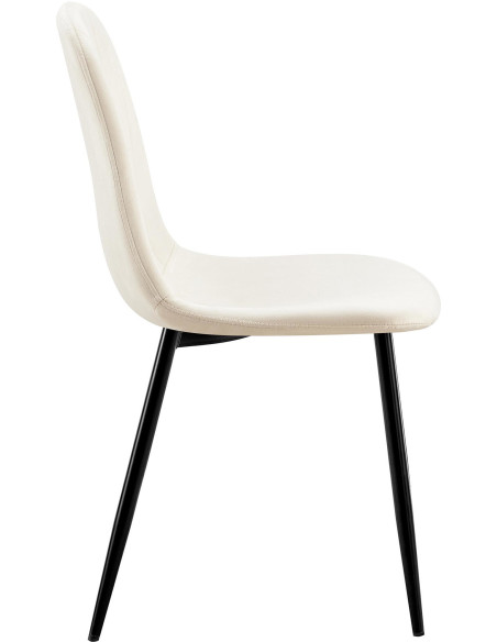 Chaise moderne en Velours Blanc Métal Noir Ivina - 6