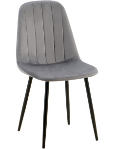 Chaise moderne en Velours Gris foncé Métal Noir Ivina - 1