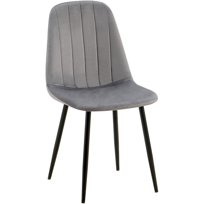 Chaise moderne en Velours Gris foncé Métal Noir Ivina - 1