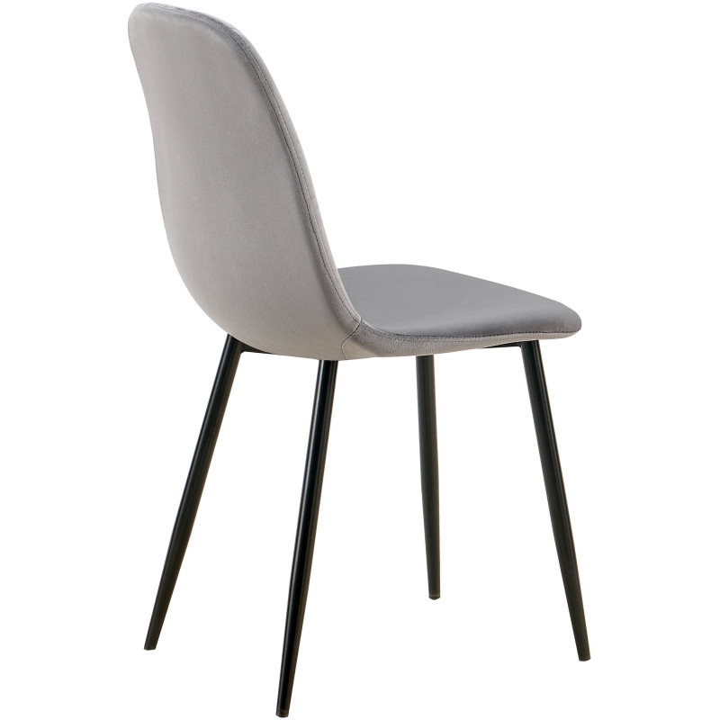 Chaise moderne en Velours Gris foncé Métal Noir Ivina - 4