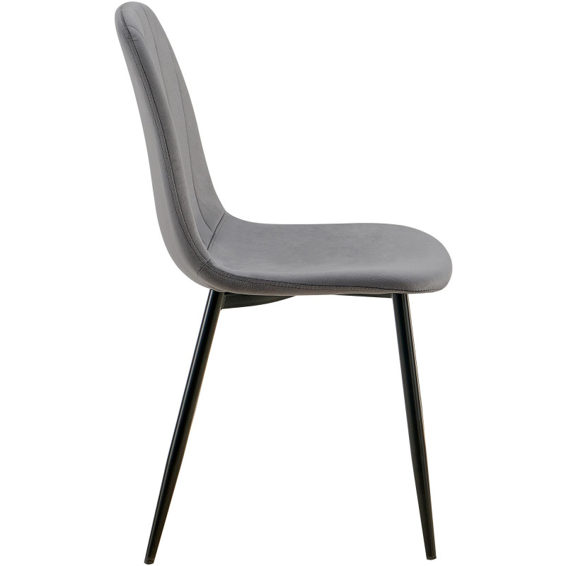 Chaise moderne en Velours Gris foncé Métal Noir Ivina - 6