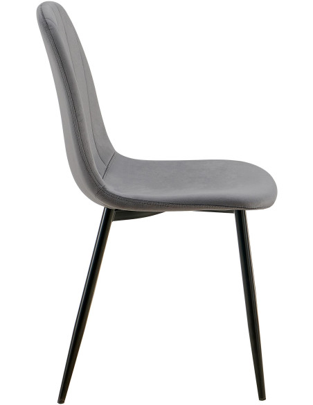Chaise moderne en Velours Gris foncé Métal Noir Ivina - 6