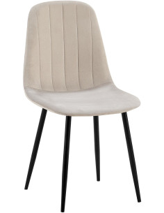 Chaise moderne en Velours Gris Métal Noir Ivina - 1