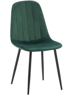Chaise moderne en Velours Vert Métal Noir Ivina - 1