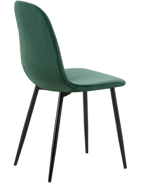 Chaise moderne en Velours Vert Métal Noir Ivina - 4