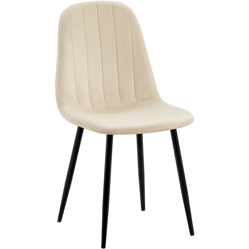 Chaise moderne en Velours Blanc crème Métal Noir Ivina - 1