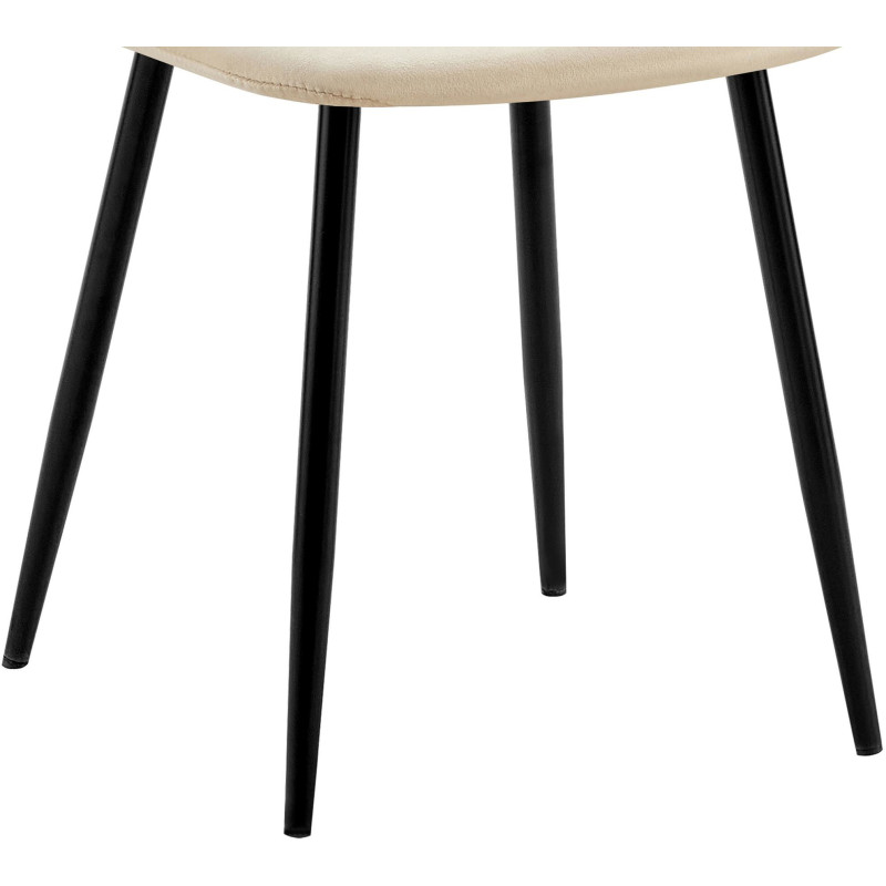 Chaise moderne en Velours Blanc crème Métal Noir Ivina - 3