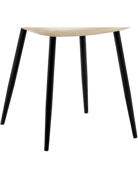 Chaise moderne en Velours Blanc crème Métal Noir Ivina - 3