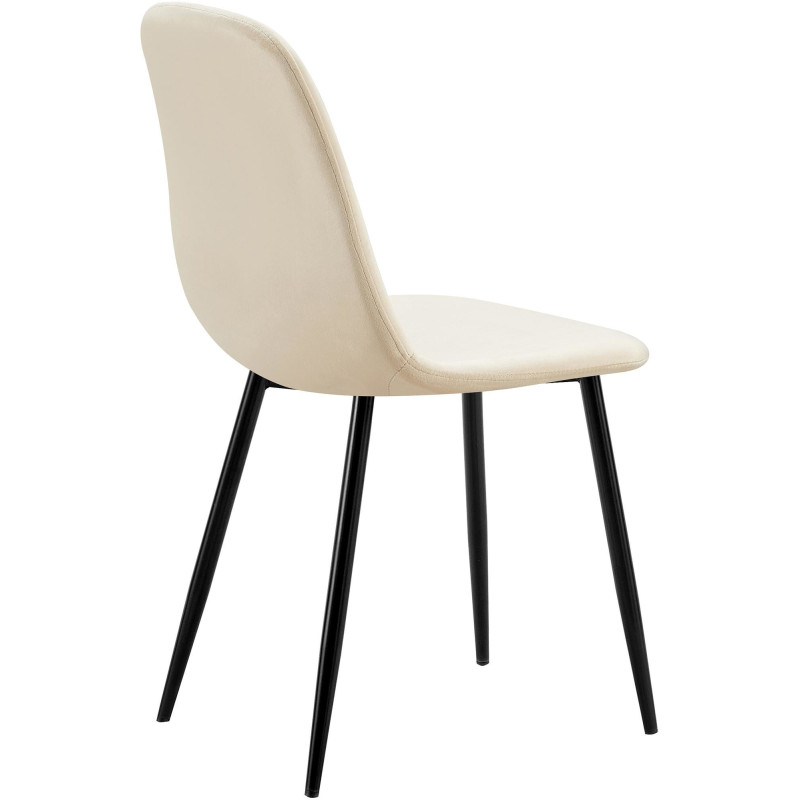 Chaise moderne en Velours Blanc crème Métal Noir Ivina - 4