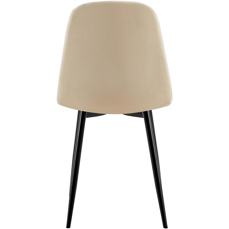 Chaise moderne en Velours Blanc crème Métal Noir Ivina - 5