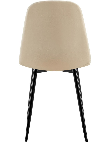 Chaise moderne en Velours Blanc crème Métal Noir Ivina - 5