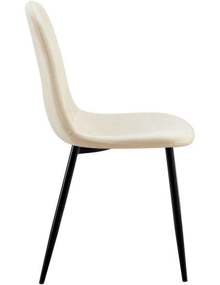 Chaise moderne en Velours Blanc crème Métal Noir Ivina - 6