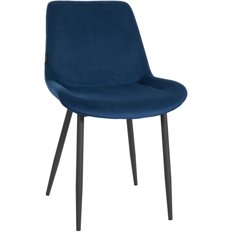 Chaise moderne en Velours Bleu foncé Métal Noir Mat Valia - 1