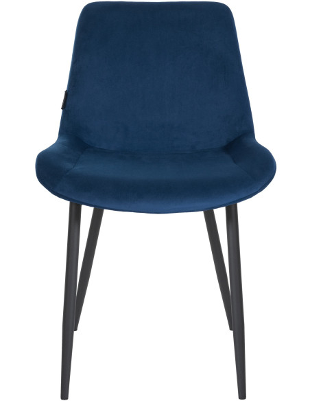 Chaise moderne en Velours Bleu foncé Métal Noir Mat Valia - 2