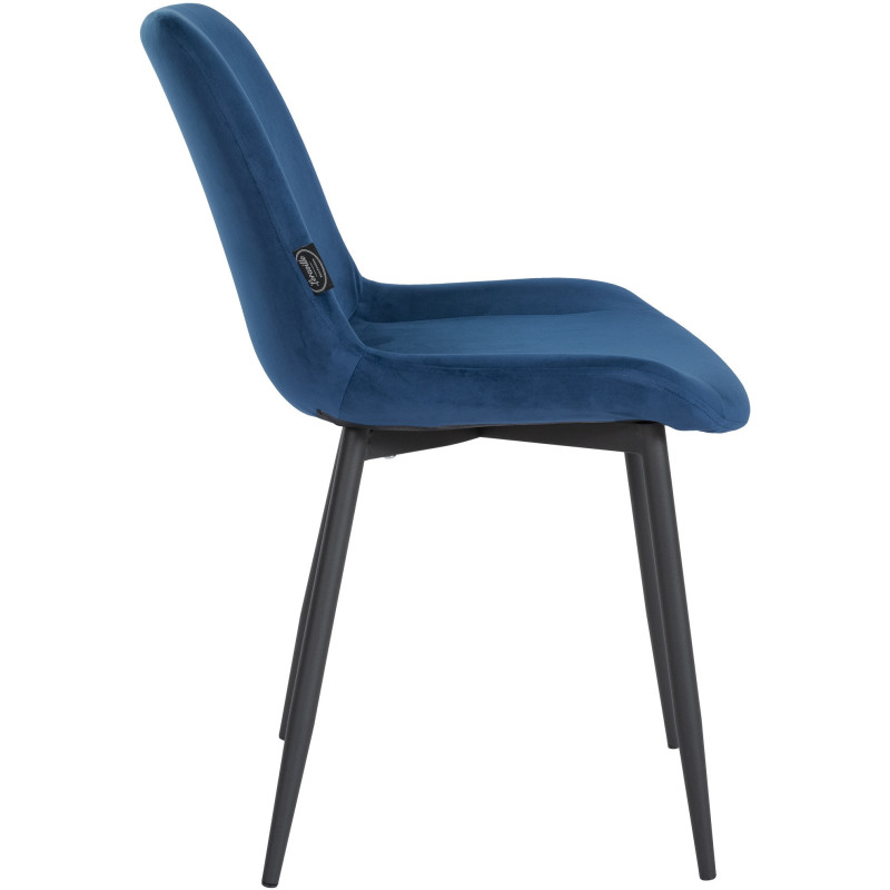 Chaise moderne en Velours Bleu foncé Métal Noir Mat Valia - 3