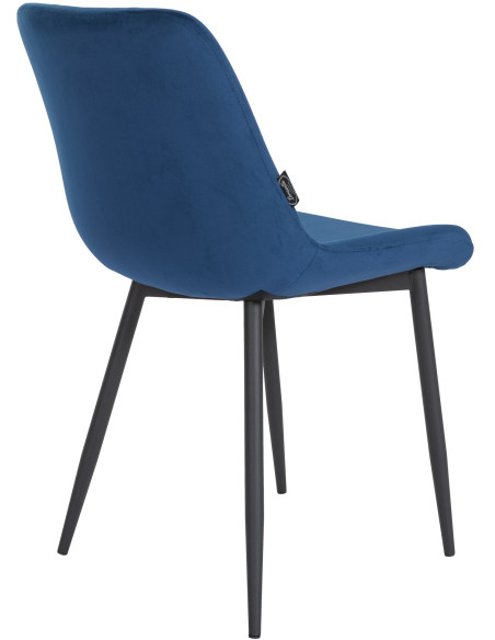 Chaise moderne en Velours Bleu foncé Métal Noir Mat Valia - 4