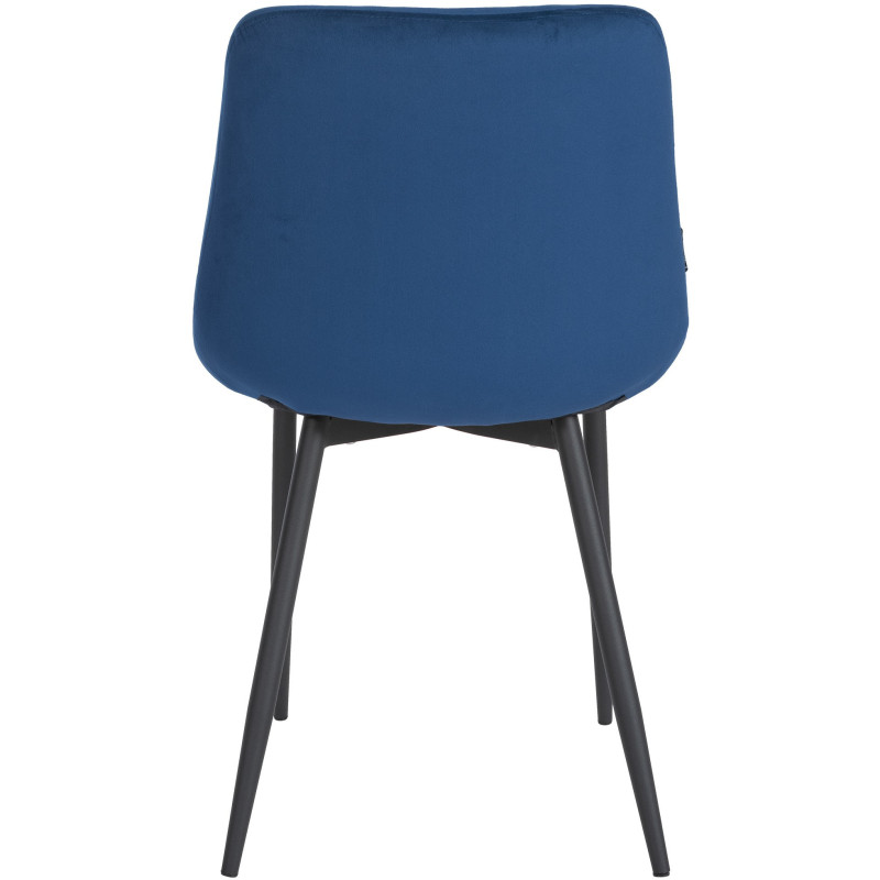Chaise moderne en Velours Bleu foncé Métal Noir Mat Valia - 5