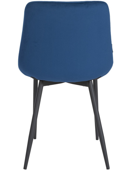 Chaise moderne en Velours Bleu foncé Métal Noir Mat Valia - 5