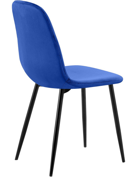 Chaise moderne en Velours Bleu Métal Noir Ivina - 4