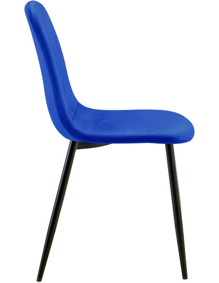 Chaise moderne en Velours Bleu Métal Noir Ivina - 6