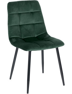 Chaise moderne en Velours Vert foncé Métal Noir Mat Delphine - 1