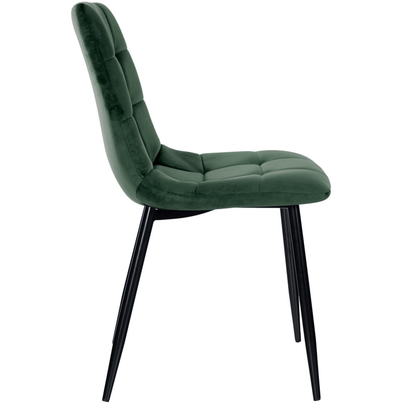 Chaise moderne en Velours Vert foncé Métal Noir Mat Delphine - 4