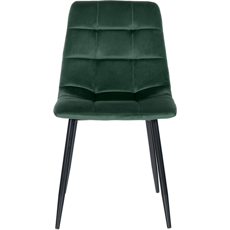 Chaise moderne en Velours Vert foncé Métal Noir Mat Delphine - 5