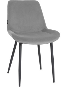 Chaise moderne en Velours Gris Métal Noir Mat Valia - 1