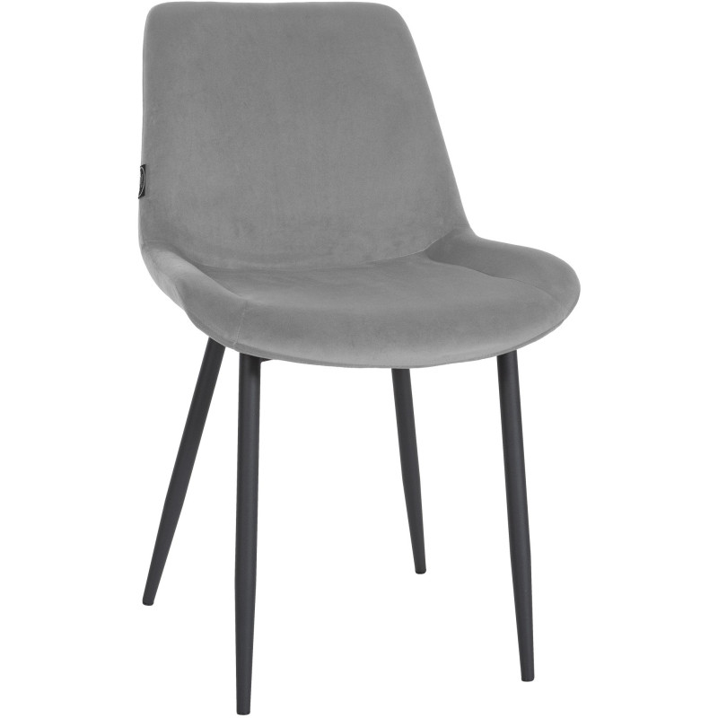 Chaise moderne en Velours Gris Métal Noir Mat Valia - 1