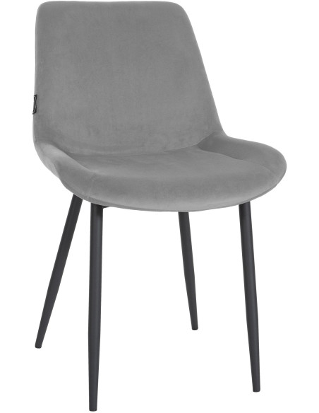 Chaise moderne en Velours Gris Métal Noir Mat Valia - 1