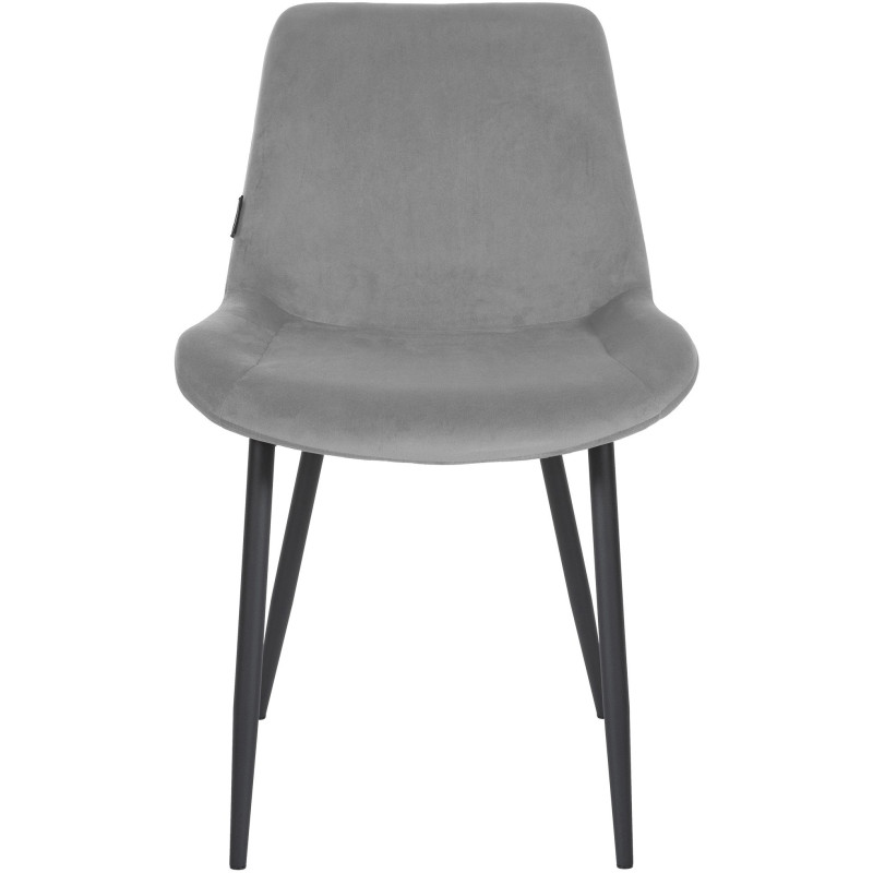 Chaise moderne en Velours Gris Métal Noir Mat Valia - 2