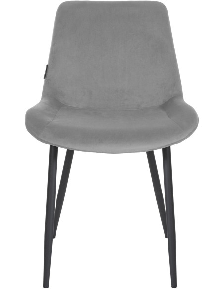Chaise moderne en Velours Gris Métal Noir Mat Valia - 2