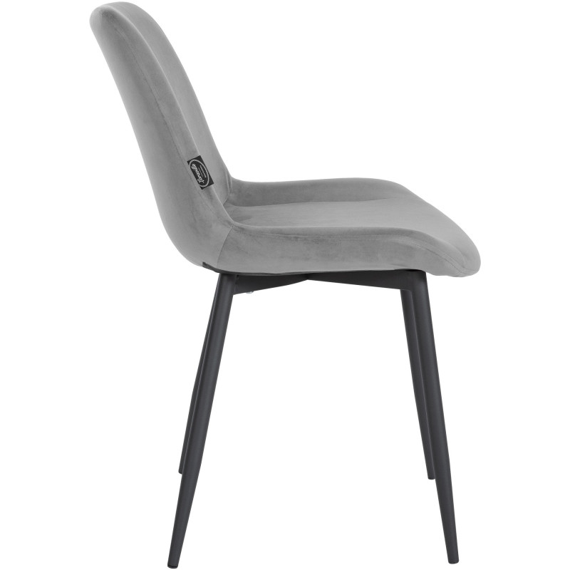 Chaise moderne en Velours Gris Métal Noir Mat Valia - 3