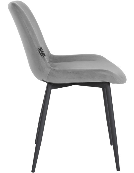 Chaise moderne en Velours Gris Métal Noir Mat Valia - 3