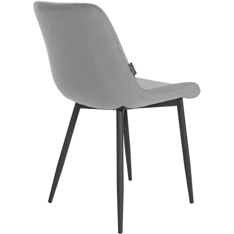 Chaise moderne en Velours Gris Métal Noir Mat Valia - 4