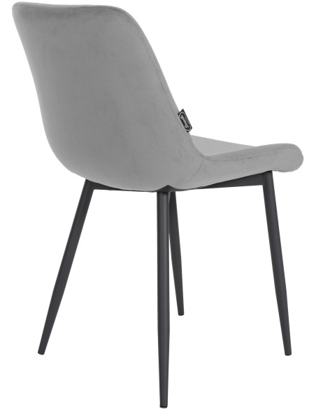 Chaise moderne en Velours Gris Métal Noir Mat Valia - 4