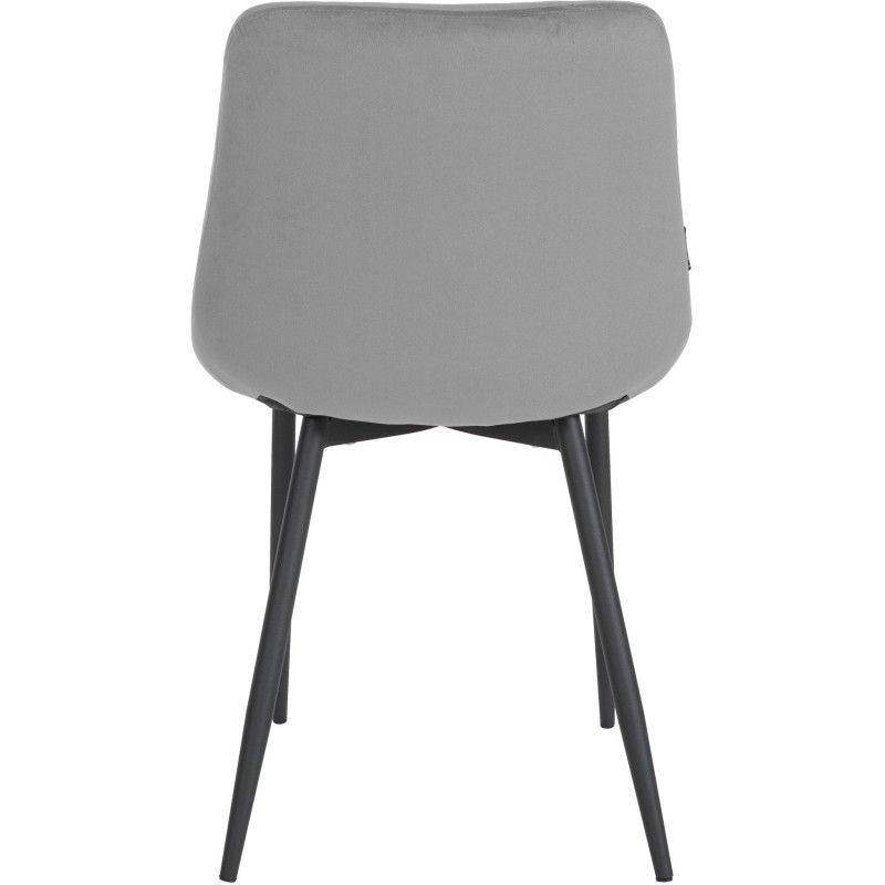 Chaise moderne en Velours Gris Métal Noir Mat Valia - 5