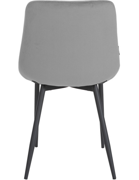 Chaise moderne en Velours Gris Métal Noir Mat Valia - 5
