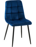 Chaise moderne en Velours Bleu foncé Métal Noir Mat Delphine