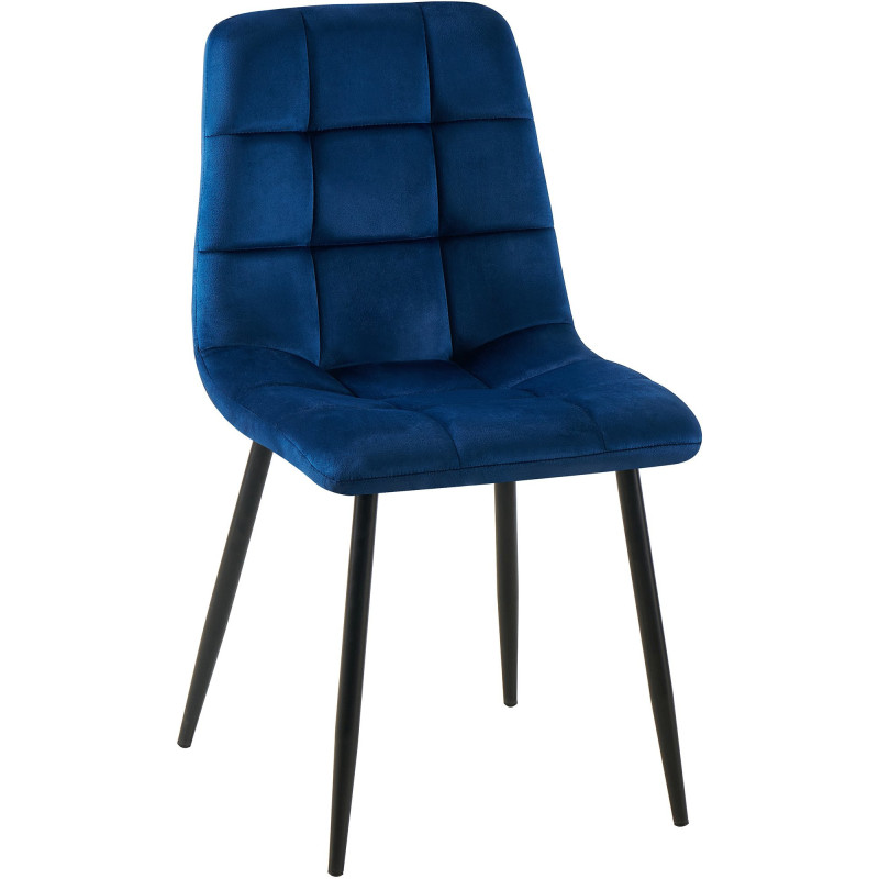Chaise moderne en Velours Bleu foncé Métal Noir Mat Delphine - 1