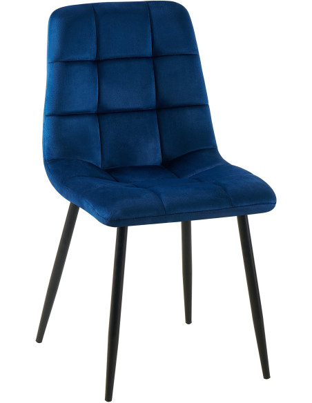 Chaise moderne en Velours Bleu foncé Métal Noir Mat Delphine - 1