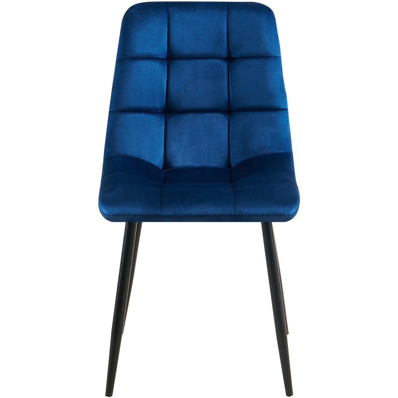 Chaise moderne en Velours Bleu foncé Métal Noir Mat Delphine - 2